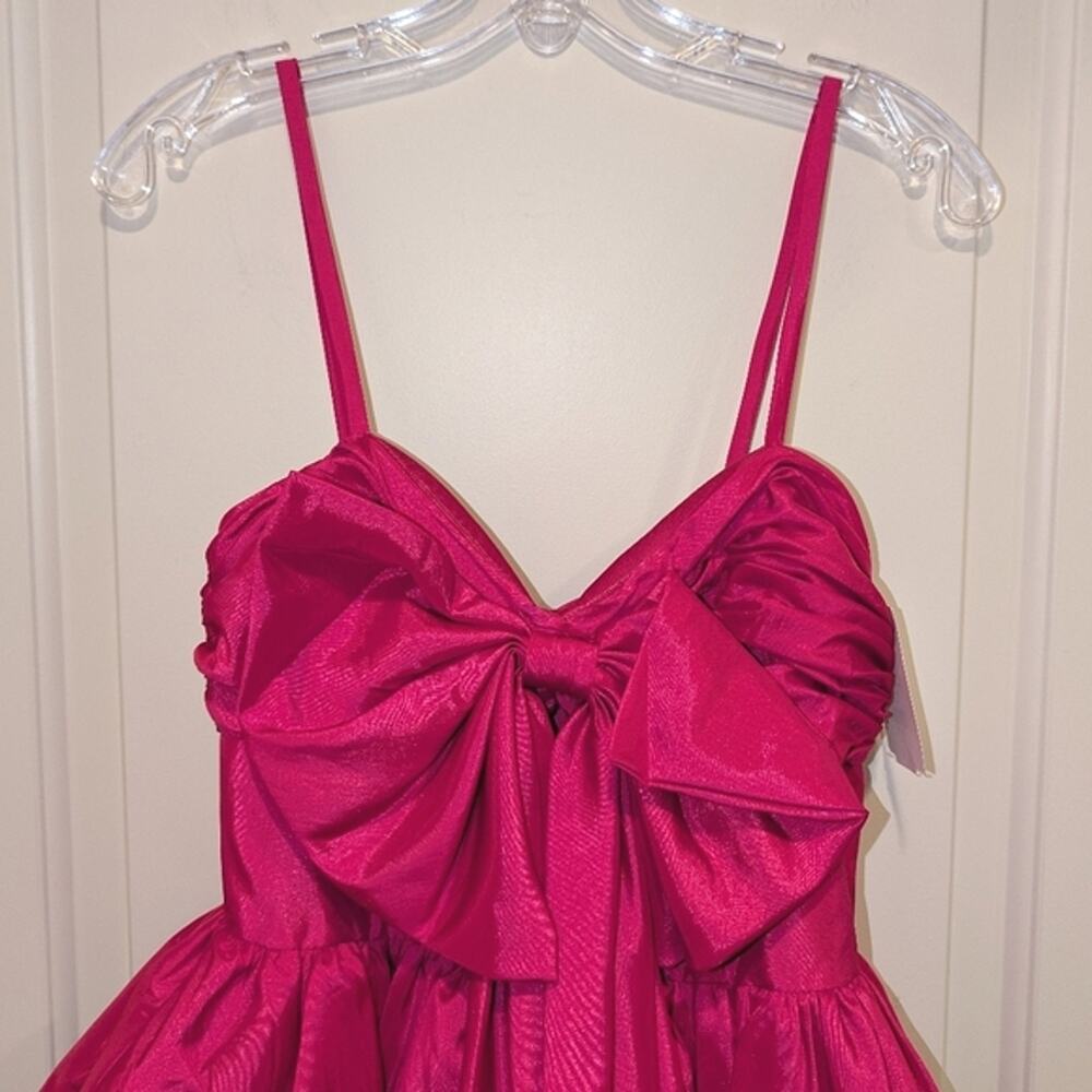 IEENA for Mac Duggal Central Bow Bubble Fuschia Pink Mini Dress Size 2 - Picture 5 of 13